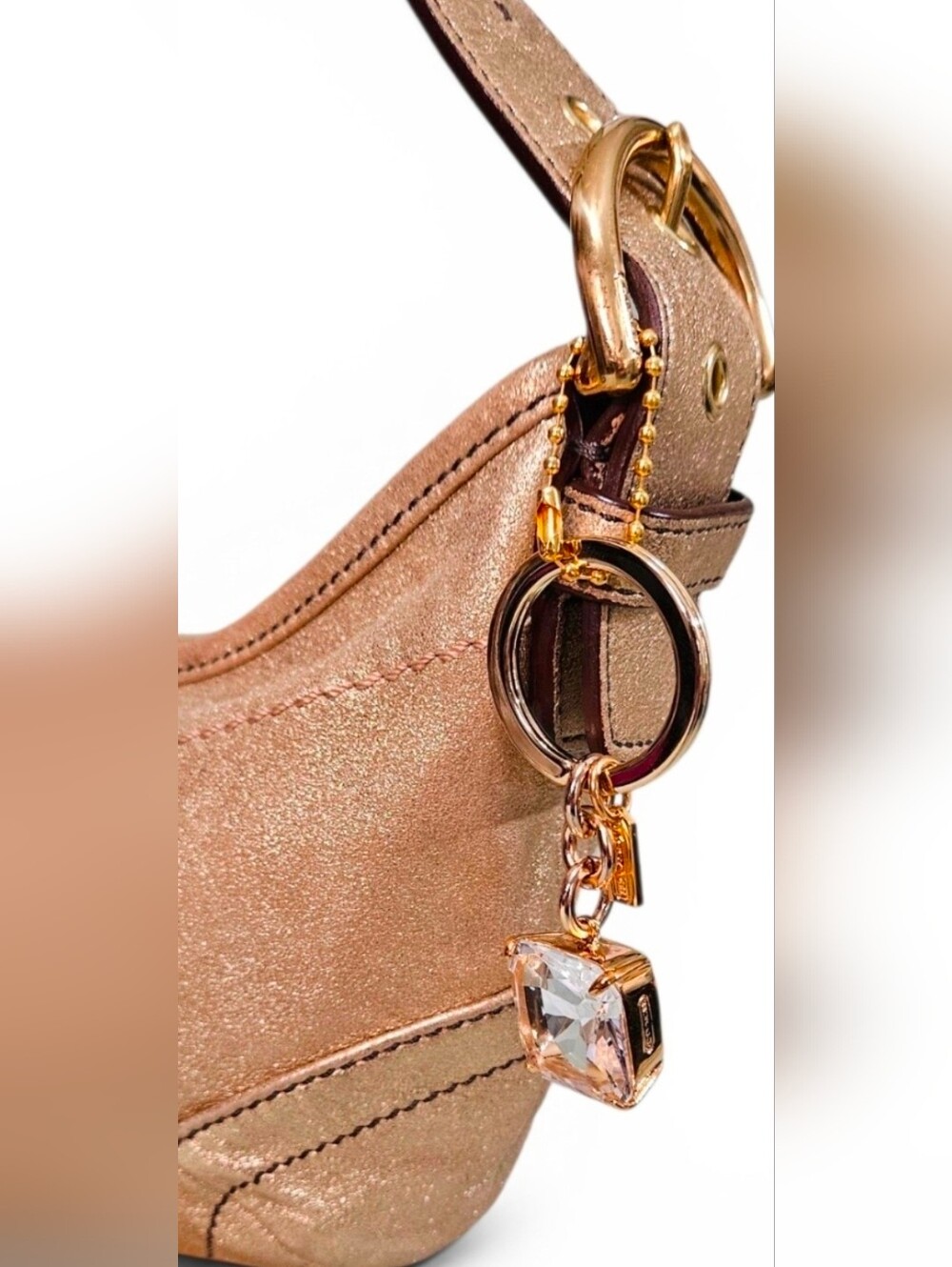 Coach SOHO 2004 Limited Edition Metallic Gold Goat Suede Bag w/Matching Wristlet - Picture 4 of 15